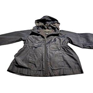 French Toast Girls Black Hooded Jacket Size 12 Polka Dot Lining Cotton/Polyester